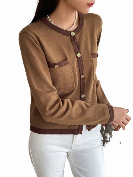 

women's sweaters dazy double pocket contrast trim cardigan f0n7#, White;black