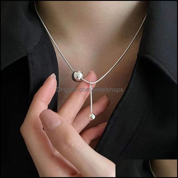 

pendant necklaces korea 925 sterling sier necklace flash geometric circle female simple clavicle chain wedding jewelry gif jewelshops dhv0x, Silver