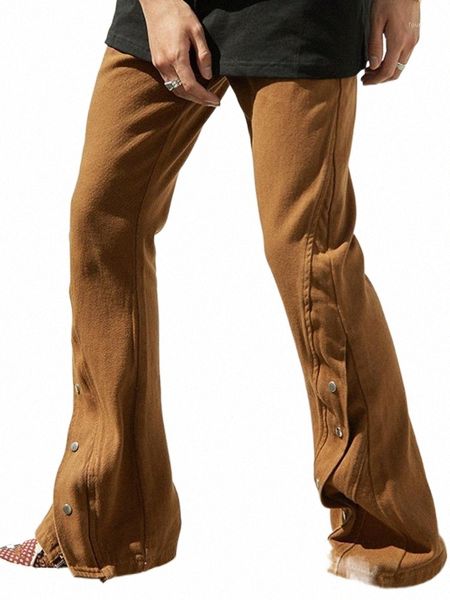 

men's jeans button decoration zipper men spring autumn fashion casual loose straight pants solid full length trousers 2453men's f5, Blue