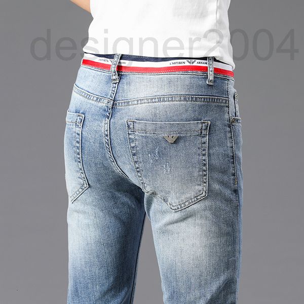 

men's jeans designer spring and autumn brand men's jeans korean version slim fit small straight tube fashion trend denim pants ouc, Blue