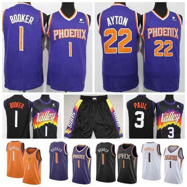 

phoenix's suns's devin 1 booker jersey deandre 22 ayton chris 3 paul jerseys retro steve 13 nash charles 34 barkley basketball sho, Black;red