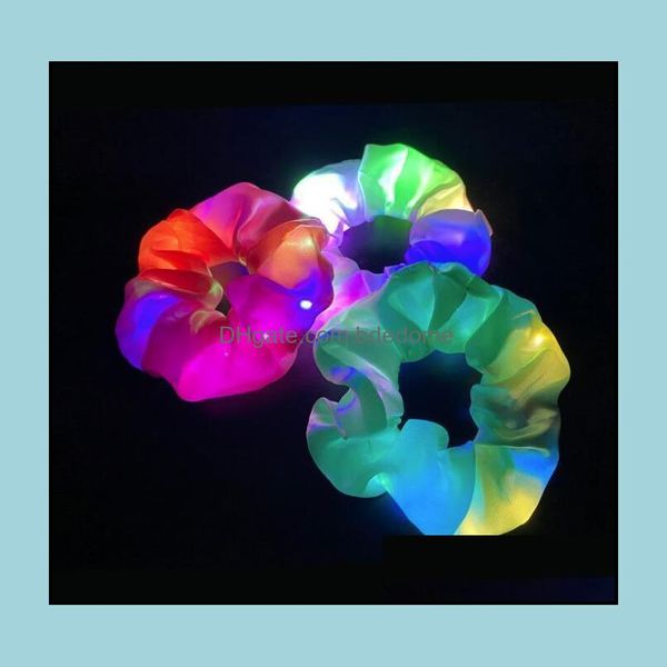 

pony tails holder led luminous hair bands scrunchies women girls headwear rope simple wrist band rings rubber accessories gc4 bdedome dhnki, Golden;silver