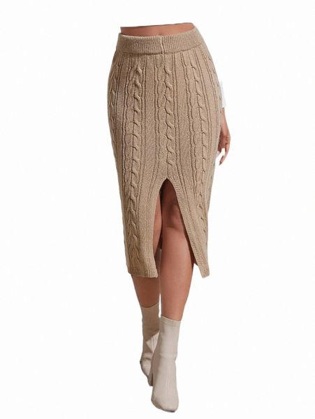 

women's sweaters split hem cable knit skirt clothing wdd6sz#, White;black