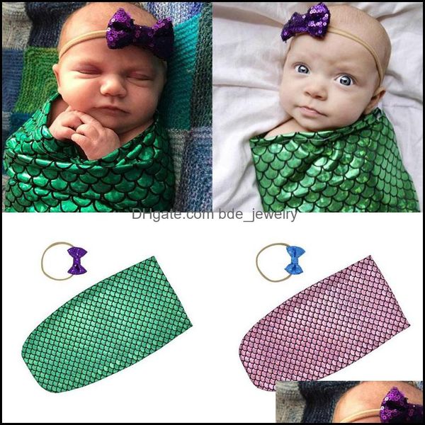 

slee bags newborn infant baby swaddle mermaid muslin blanket and headband sleep sack bowknot 2pcs set bdejewelry drop deli bdejewelry dhks5
