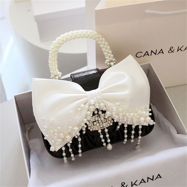 

bowknot women pearl diamond evening bags winter chains handbags luxury ladies wedding party bag trend 220818