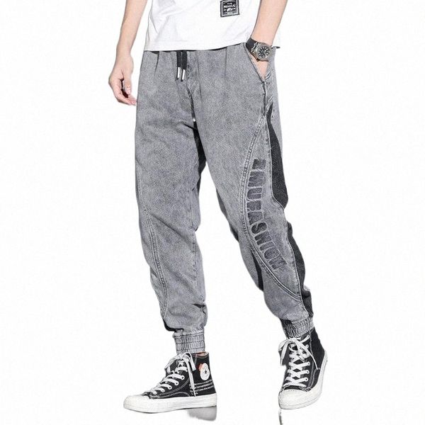 

elasticity men jeans pants hip hop high street chrome loose student straight casual trousers men's s8hr#, Blue