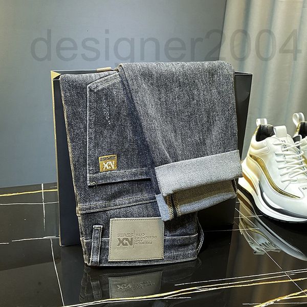 

men's jeans designer hong kong fashion brand embroidered jeans men's autumn trend new korean version high-end washing slim fit pan, Blue