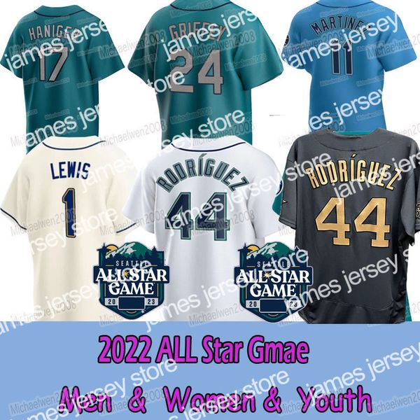 

44 julio rodriguez 2022 all jersey star luis castillo mariners mitch haniger robbie ray ken griffey jr. jesse winker ichiro luis, Blue;black