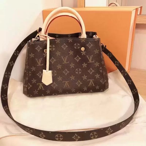 

designer luxury brand bag handbag leather striped handle with shoulder strap 41056