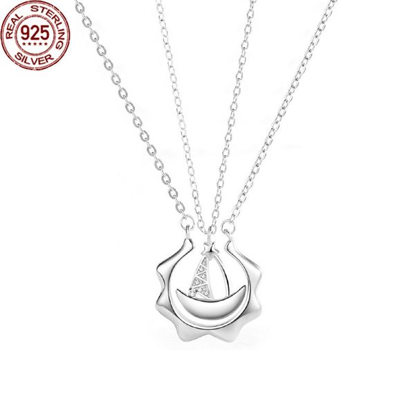 

2022 s925 sterling silver haven couple necklace strands a pair of japanese and korean creative geometric pendant gifts for men women female&, Black