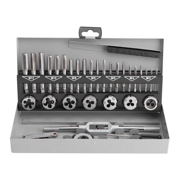 

32pcs/set threaded tap and die tool m3 m4 m5 m6 m8 m10 m12 steel thread cutter