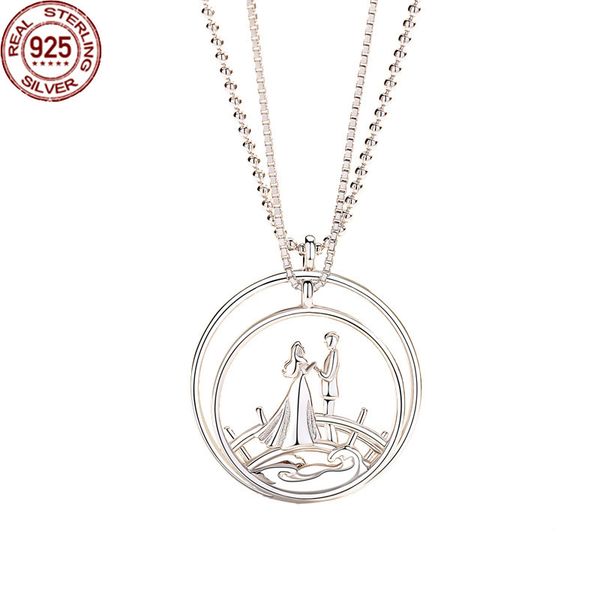 

new tanabata lovers necklace strands a pair of sterling silver creative pendants niche design clavicle chain valentine's day gift for w, Black