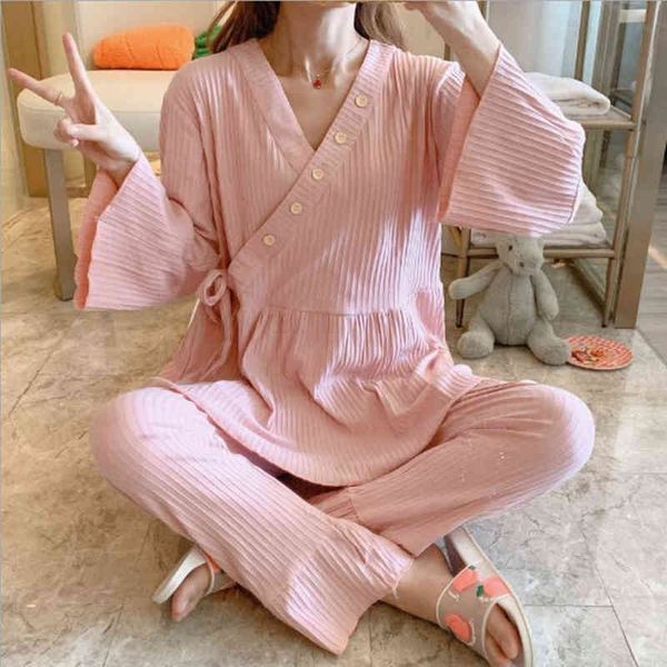 

fdfklak cotton maternity pyjama clothes for pregnant women pijama maternal new long sleeve nursing nightwear pyjama femme j220813, White