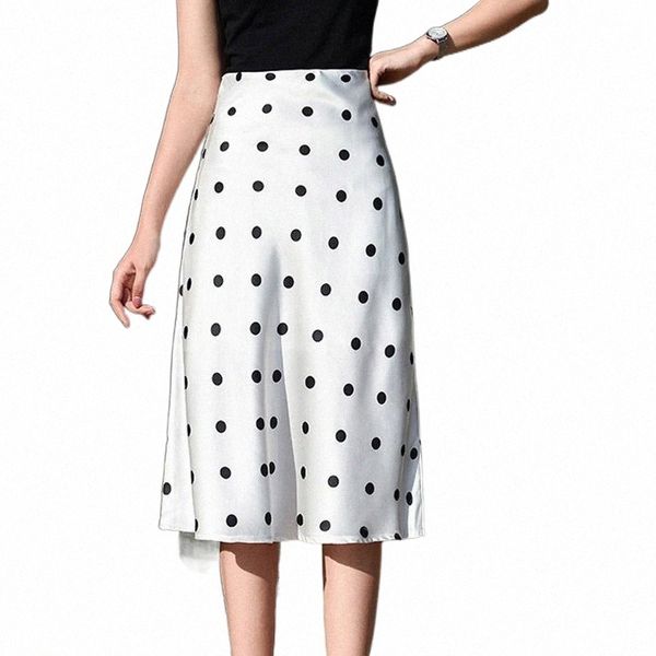 

elegant french style chic polka dot women skirts 2021 autumn winter all-match jupe high waist zip a-line femme skirt p3uy#, Black