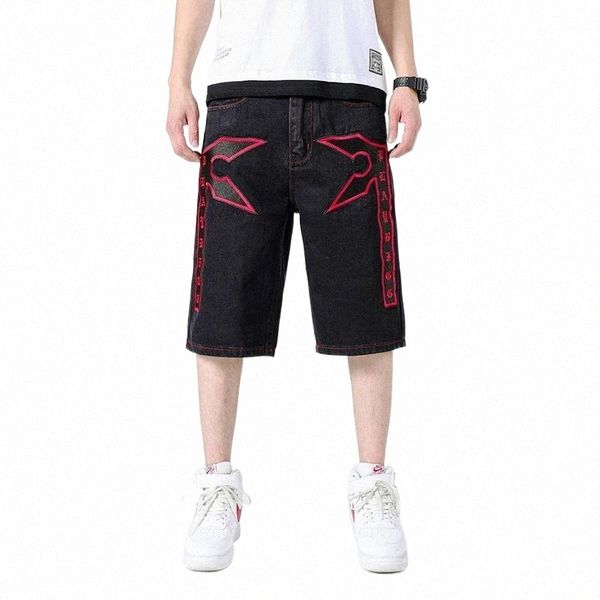 

30-46plus size summer thin section seven points harlan jeans men's loose shorts korean trend casual 7 points tide brand tooling 29ey#, Blue