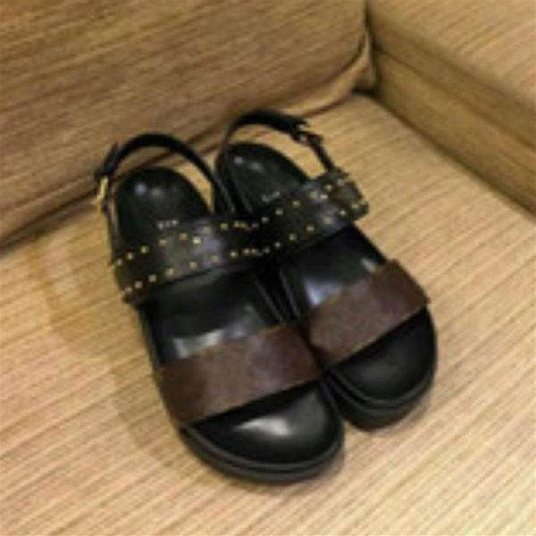 

2021-ular leather sandal striking gladiator style designer outsole perfect flat canvas plain227y, Black