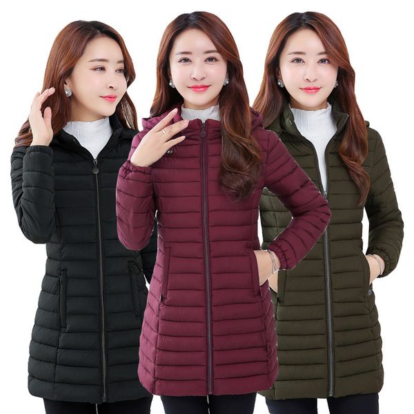 

parka women winter coats long cotton casual hooded jackets ladies warm parkas female overcoat coat removable hood 220818, Black;brown