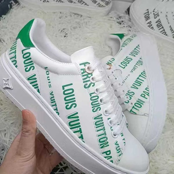 

fashion time out calfskin leather sneaker men casual shoes blue multi white pink embossed open back fuchsia khaki green sole printed luxury, Black