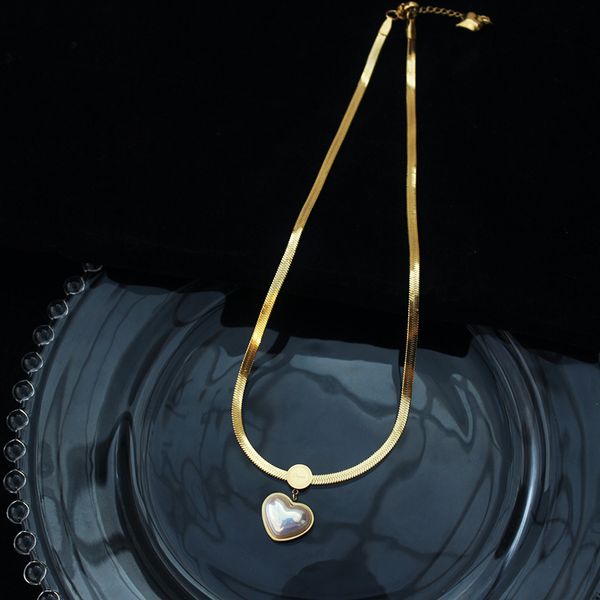

titanium steel pendant necklace love fish tail bear peach heart snake bone chain temperament jewelry, Silver