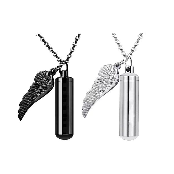 

cylinder cremation urn pendant necklace for ashes memorial keepsake stainless steel jewelry gift to women men, Silver