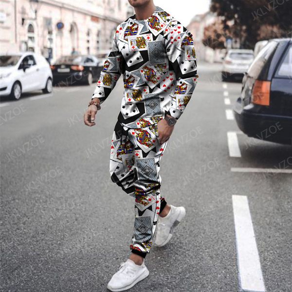 

men's colorful tracksuit 3d printed casual outfits set 2 piece long sleeve tshirttrousers suit oversized male outdoor clothing 220819, Gray