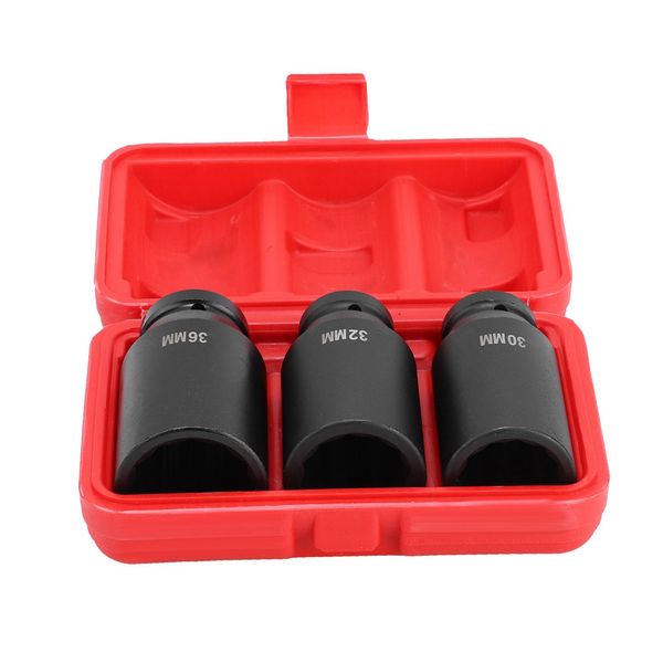 

3pcs 12 point 1/2in wheel axle hub nut socket set deep impact socket