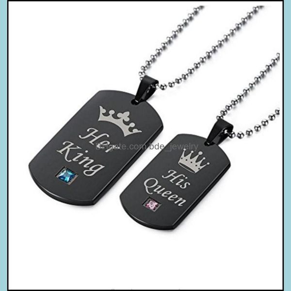 

pendant necklaces her king his queen necklace keychains jewelry crown statement lovers girlfriend wife couples drop deliver bdejewelry dhj7s, Silver