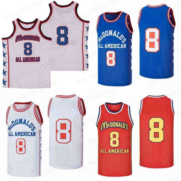 

men movie mcdonalds all american basketball 8 team blue white red stitched jersey college basketball throwback jerseys, Black