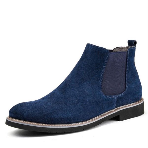 

fashion tide boots men big size mens shoes casual pointed toe boots men genuine leather suede slip on great design230i, Black