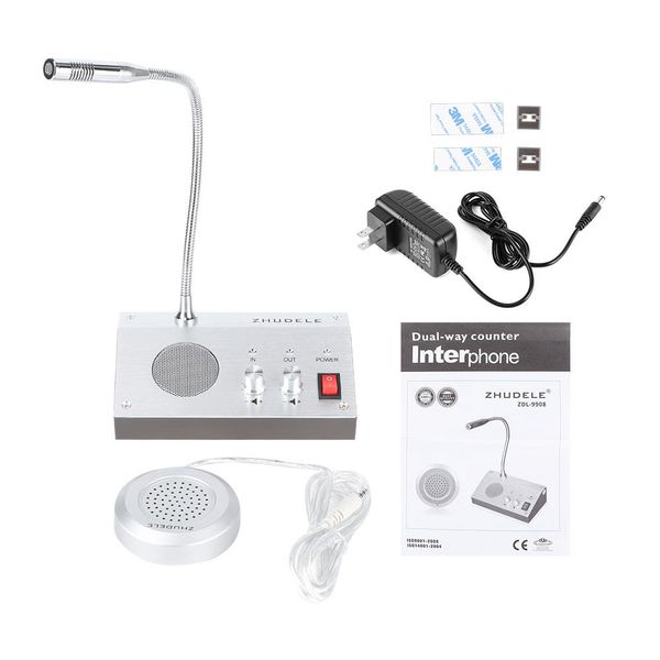 

dual-way talk through window glass intercom speaker system for station bank hospital us plug 110-240v