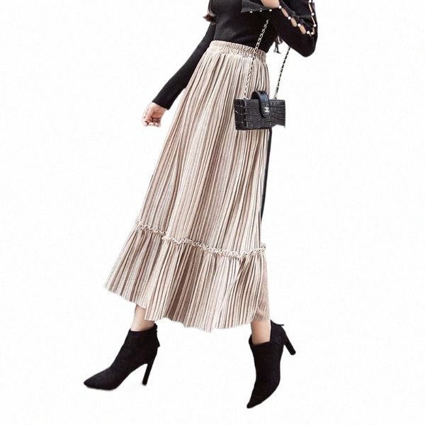 

skirts wepbel women solid color skirt high-waisted pleated ankle length ramadan muslim islamic clothing m6om#, Black