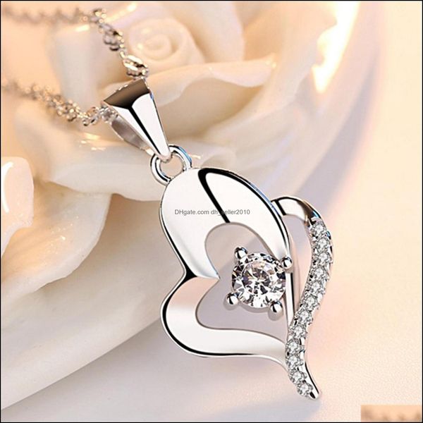 

pendant necklaces lnrrabc trendy crystal friendship shape small love heart long chain statement necklace stone sier for dhseller2010 dhqk7, Silver