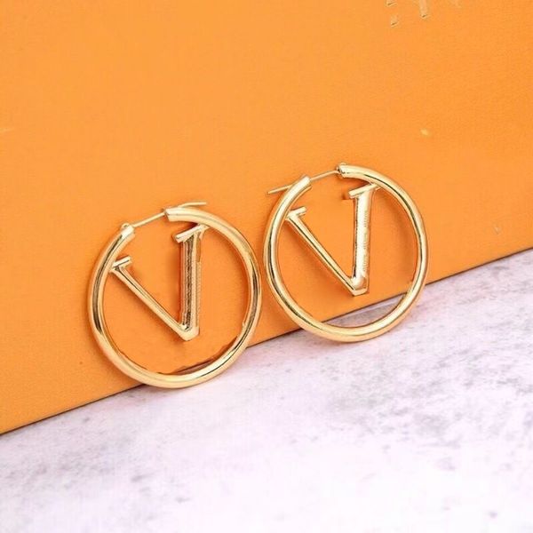 

fashion designer earrings ear stud brand designers gold plated geometry double letters earring classical women wedding party jewerlry, Golden;silver