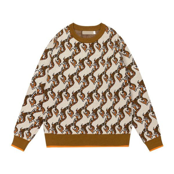 

new aop jacquard letter knitted sweater in autumn / winter 2022acquard knitting machine e custom jnlarged detail crew neck cotton cdedd3233, Black;brown