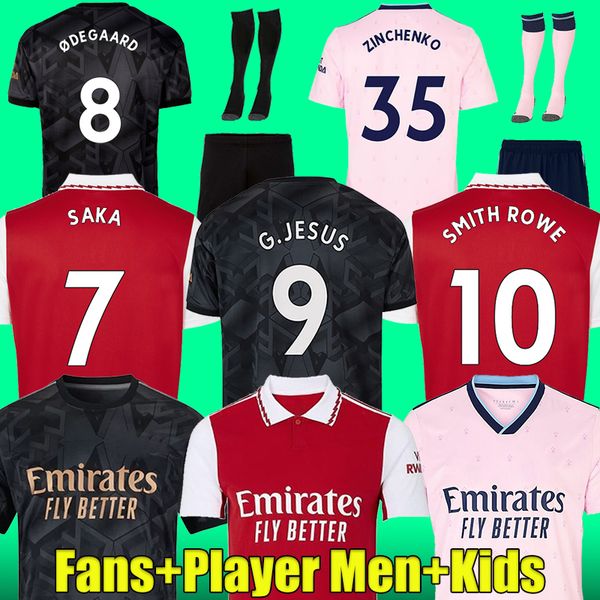

22 23 jesus smith rowe pepe saka soccer jerseys fans player version odegaard martinelli zinchenko 2022 2023 football shirt men kids women ki, Black;yellow