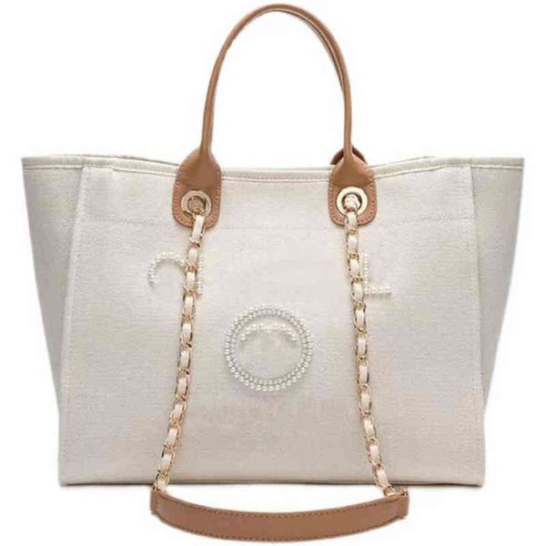 

luxury women's fashion handbags evening bags brand ch pearl tote canvas beach bag female portable large capacity big handbag designers