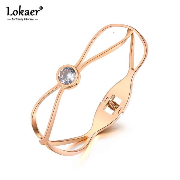 

designer jewelry lokaer fashion titanium stainless steel cz crystal s s for women girls geometric chain link bracelet bangle b20023, Black