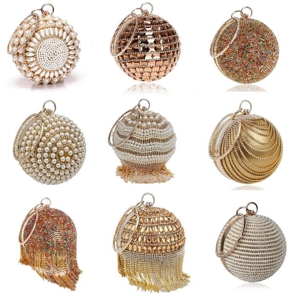 

party metal crystal clutches evening wedding bag bridal shoulder handbag wristlets clutch ball diamond tassel women 220818