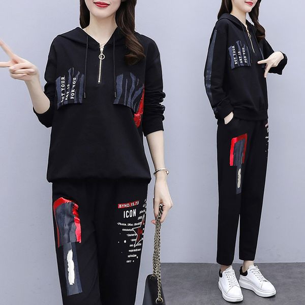 

women two piece suit and pants casual tracksuits half zipper sweatsuits 2 piece set hoodies fall winter clothes 220819, White