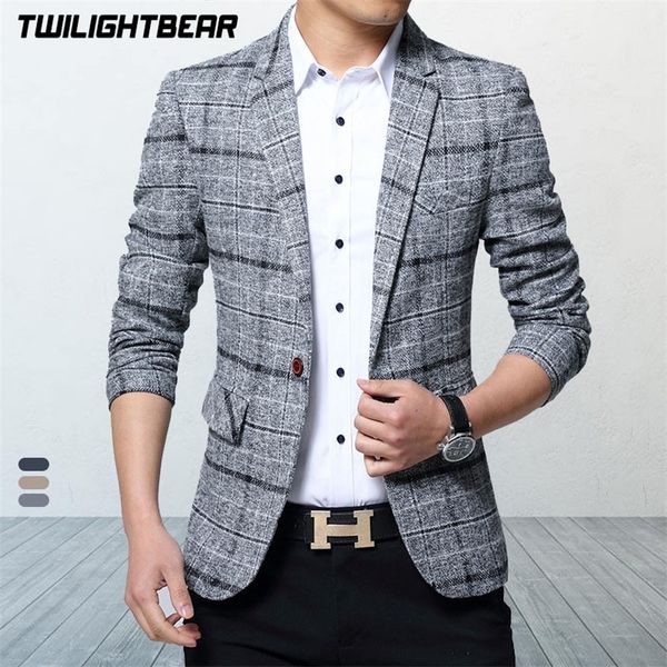 

men blazers 4xl 5xl spring british style plaid male slim fat business casual blazer coat suit jacket outerwear af603 220819, White;black