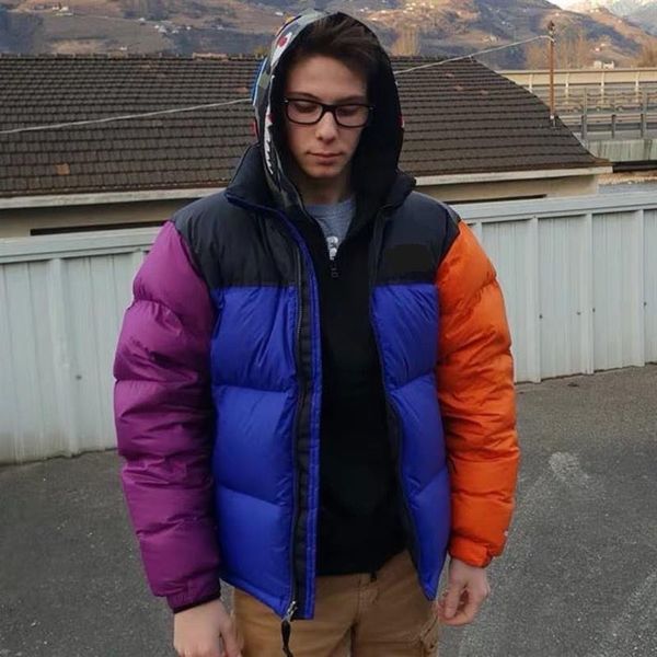 

mens down jacket winter coat cotton clothing outdoor sports coat jacket mens embroidery down jacket290b, Black