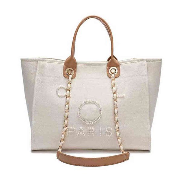 

luxury classic women's handbags pearl evening bags brand ch canvas beach bag designers female large capacity shopping totes handbag big