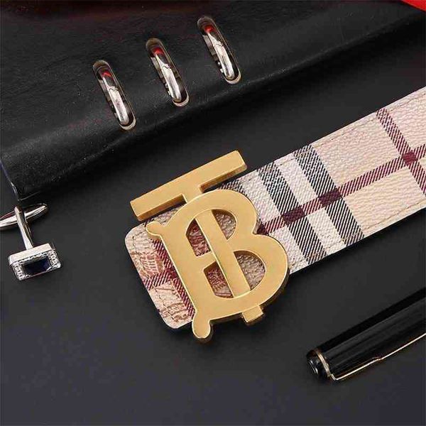 

leather belt burbrerys men designers belts womens luxurys 2022 new tb letter buckle diagonal stripe middleaged and young peoples versatile b, Black;brown