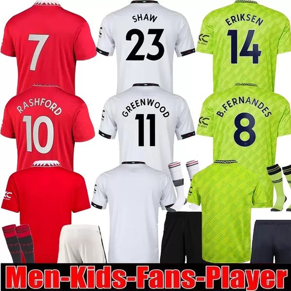 

sancho rashford soccer jersey 22 23 b. fernandes fans player version mans utd martial manchesters eriksen shaw martinez football shirt men k, Black;yellow