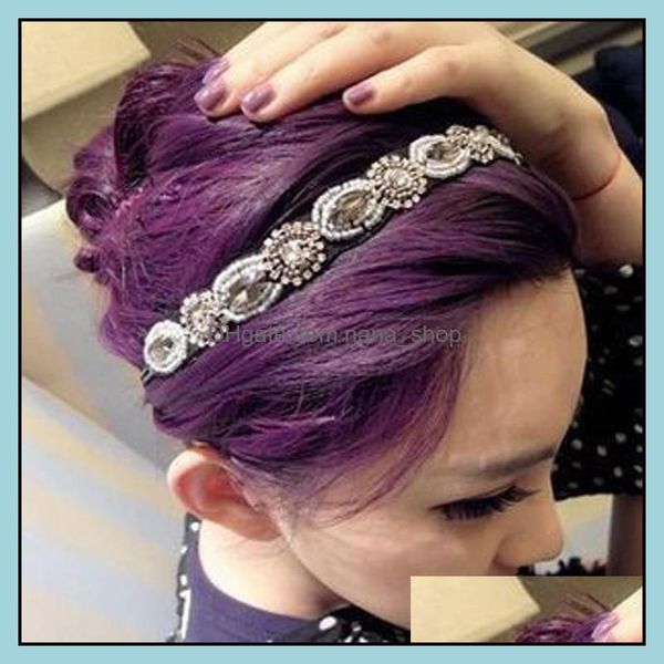 

headbands fashion glamour exquisite ladies hair hoop hood stretch girl headdress elegant accessories drop delivery 2021 jewel nanashop dhtf8, Silver