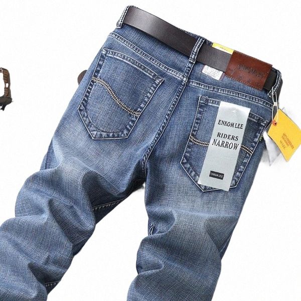 

brand clothing men's spring cotton casual jeans/male slim fit stretch fashion baggy jeans/men's pencil pants jeans b4nf#, Blue