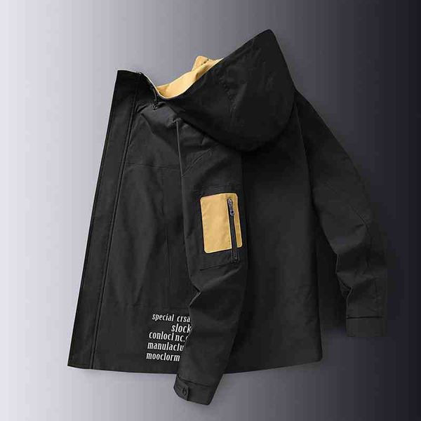 

windbreaker jacket men with hood men fashion clothing lightweight spring and autumn coats for men outdoor wear slim fit clothes g220818, Black;brown