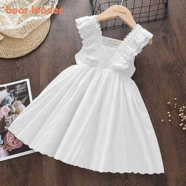 

bear leader kids girls dresses 2022 new summer lace princess dresses children solid color clothing baby wedding party vestidos y220819, Red;yellow
