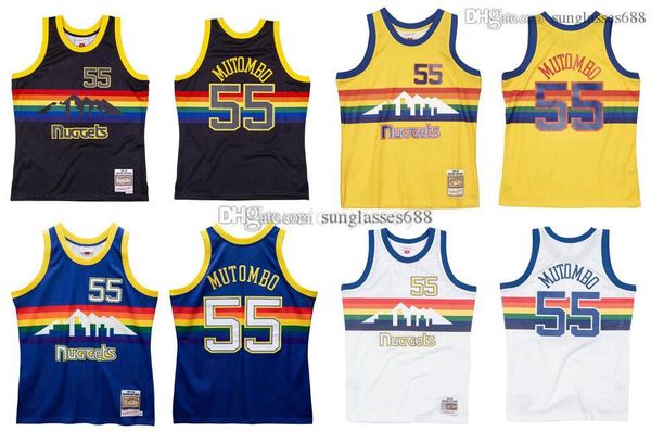 

mutombo stitched dikembe jersey mitchell & ness 1991-92 mesh hardwoods classics retro basketball jerseys men, Black