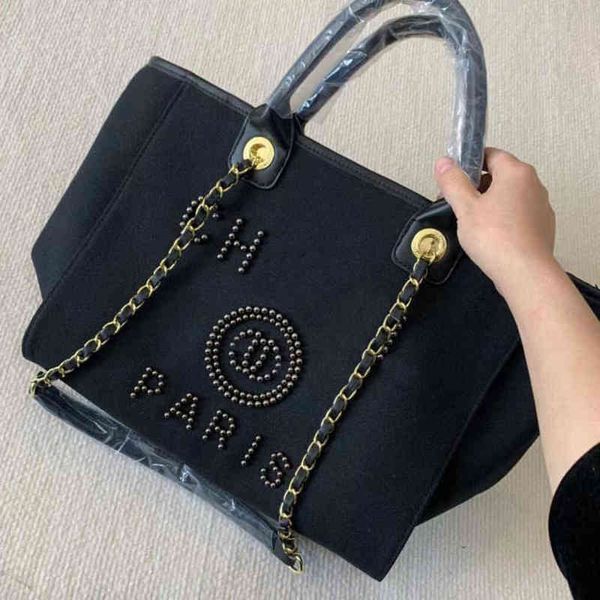 

women's fashion luxury handbags pearl evening bags brand ch canvas beach bag designers female large capacity shopping totes handbag big